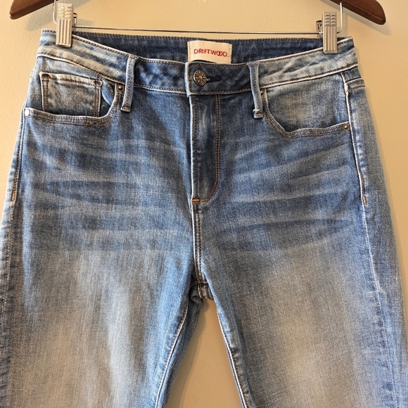 Driftwood Candace Embroidered Hem Straight Ankle High Rise Crop Jeans Size 28 - Picture 4 of 16